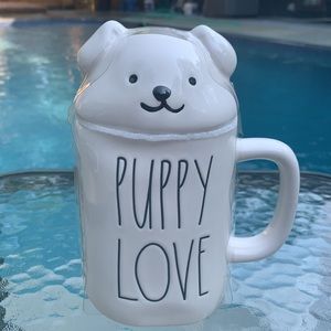 New Rae Dunn PUPPY LOVE Coffee Mug with Lid